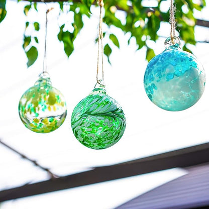 3pcs Hand Blown Glass Gazing Balls 2.3in Hanging Friendship Ball Decor for Home Garden Patio
