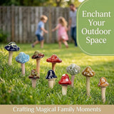 10 Pack Ceramic Garden Mushrooms, Garden Decor,Lawn Ornament Decor Mushrooms for Fairy Garden, Patio, Indoor Plant Pots, 4.7" Tall Pottery Mushroom Statues