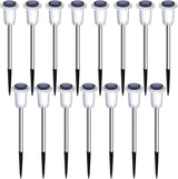 15 Pack Solar Pathway Lights Solar Lights Outdoor, Led Waterproof Yard Walkway Lighting Stainless Steel Garden Stake for Outside, Path, Landscape, Driveway, Backyard (Cold White)