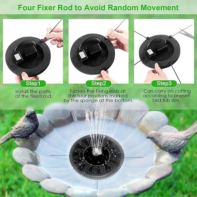Bird Bath Fountain Pump Solar Powered, 2026 Upgrade 1.4W Floating & Standing Water Pump with 10 Nozzles for Garden, Pond, Pool, Outdoor