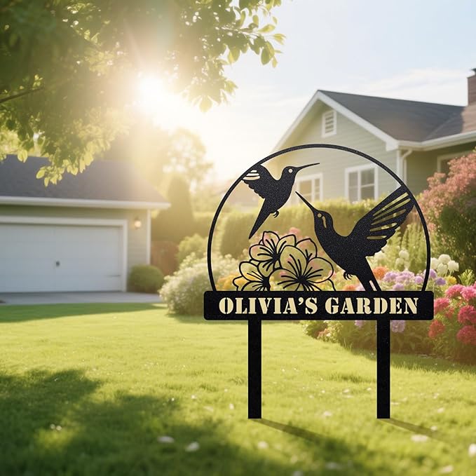 Startop Custom Metal Garden Sign with Stake: Personalized Outdoor Garden Decor - Durable Weatherproof Laser Cut Steel Yard Sign - Rustic Farmhouse Family Name Art for Lawn Patio Balcony & Farm A007