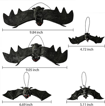 MGparty Halloween Hanging Bats 24 Pcs Realistic Scary Rubber Bats for Halloween Outdoor Indoor Yard Home Window Door Wall Decorations Halloween Party Decorations with 5 Size