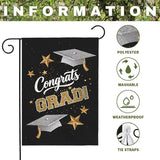 Congrats Grad Garden Flag Graduation Yard Flags Class of 2025 College Graduations Double Sided Graduational Cap Stars Black Gold House Banner for Lawn Porch Patio Yard Party Decor 12 x18 Inch