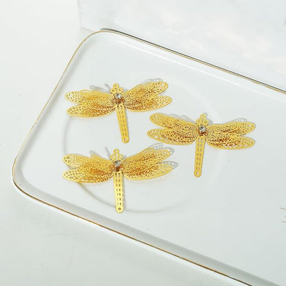 10pcs Gold Dragonfly Suncatcher Hanging Window Pendant DIY Metal Part Ornament Gifts