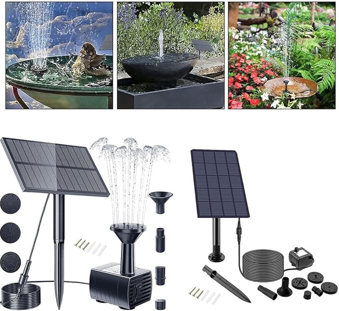 Solar Garden Fountain with Adjustable Spray Options, Perfect Addition to Bird Baths and Ponds (1.5W Without Battery)
