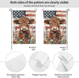 Wildflowers Highland Cow Garden Flags 12×18 Inch American Flag Double Sided Decorative Yard Banner for Outdoor Outside Decor