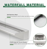 Waterfall Pool Fountain, LONGRUNNEW Stainless Steel Waterfall Spillway with Pipe Connector Kits for Outdoor/Indoor Decorative, 35.4 Inches Pool Water Feature for Garden Patio, Backyard Koi Pond Decor
