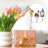 Garden Gnomes Stakes 3 Inch Plant Decorations for Pots Outdoor Statues Gnome Garden Decor 3 Pack Mini Gnomes Decorations