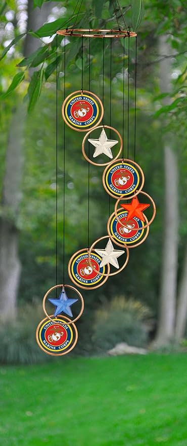 Red Carpet Studios Windchimes Patriotic Spiral Wind Chime Mobile, 23" Long, United States Marines