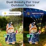 HUYIENO Solar Garden Statue 9.7" Outdoor Decor with LED Firefly String Lights, Waterproof Solar Powered Figurine for Patio, Yard, Lawn, Porch, Halloween, Housewarming Mom & Birthday Gift Squirrel
