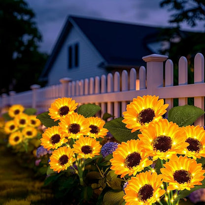 Solar Garden Lights Outdoor, 6 Pack Sunflower Lights with 36 Sunflower, Waterproof 60 Led Garden Fall Decor, Gifts for Mom Grandma, Decorative Solar Flowers for Pathway Patio Yard Flowerbed Decoration