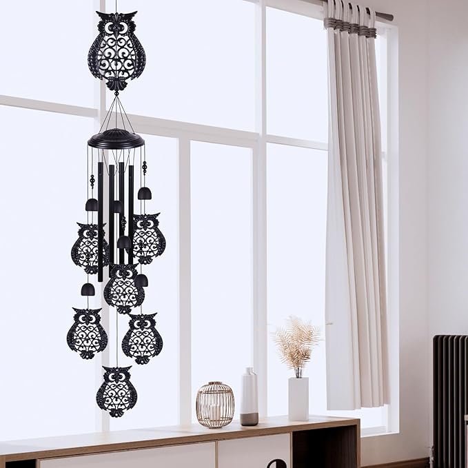 Owls Wind Chimes Outdoor Decoration, Mobile Wind Catcher, Retro Owl Wind Bells, Memorial Wind Chime, Blessing Windchime for Home, Balcony, Yard, Room, Xmas, Party, Indoor, Garden Decor, Gifts for Mom
