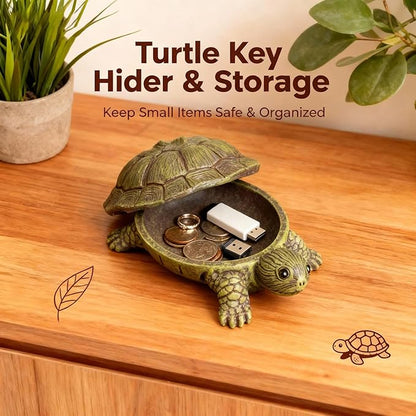 Key Holder Outdoor Waterproof Realistic Turtle Design, Hide a Key Hider with Secret Storage Compartment for Spare Keys, Trinket Box,Mom Gift Resin Spring Garden Ornament for Patio Yard Lawn Home Decor