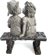 Lily's Home First Kiss Resin Garden Statue, Little Girl and Boy Kissing Yard Miniature Figurine,Small and Exquisite, 8 ¼ Inch