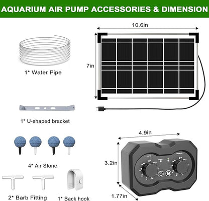Lewisia 6W Solar Pond Aerator with Timer Control Air Pump Battery Aeration Kit Fish Tank Bubble Oxygenator