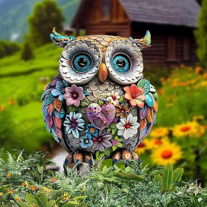 Garden Stake Decor, Acrylic 2D Flat Cute Animal Statue, Fairy Sculptures Ornament Indoor Outdoor Yard Lawn Pot Plant Decorative Accessories (Bohemian owl)
