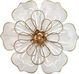 Metal Flower Wall Art Decor, 8.3" Rustic Modern Floral Sculpture, Distressed Iron Wall Hanging Home Decoration Accent Artworks for Indoor Kitchen Bedroom Living Room Office Outdoor Garden Patio - 06