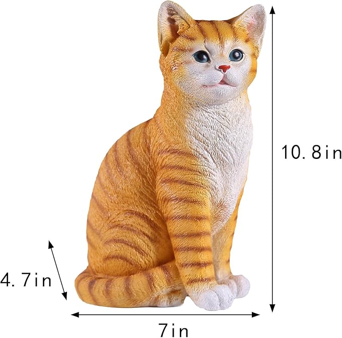 Outdoor cat Sculpture Garden Decoration Lawn Decoration, Yellow Kitten Statue for Patio, Lawn, Yard Decoration, Cute Kitten Gift Large Size: 10.8 inches
