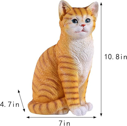 Outdoor cat Sculpture Garden Decoration Lawn Decoration, Yellow Kitten Statue for Patio, Lawn, Yard Decoration, Cute Kitten Gift Large Size: 10.8 inches