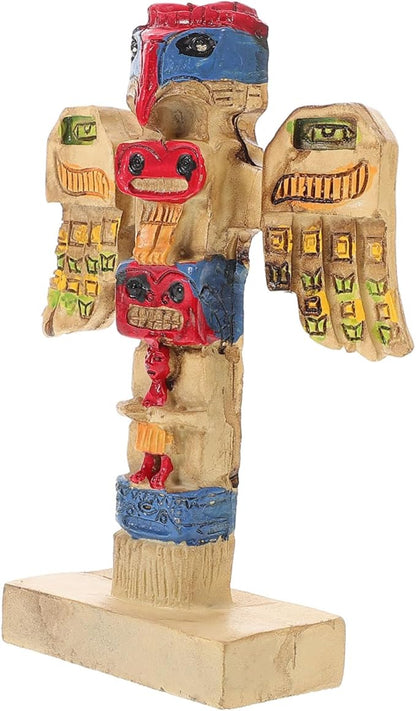 Handpainted Tribal Symbol Statue Resin Decor with Auspicious Design Unique Garden Ornament for Outdoor and Courtyard Artistic Retro Adornment Enhancing Garden Atmosphere