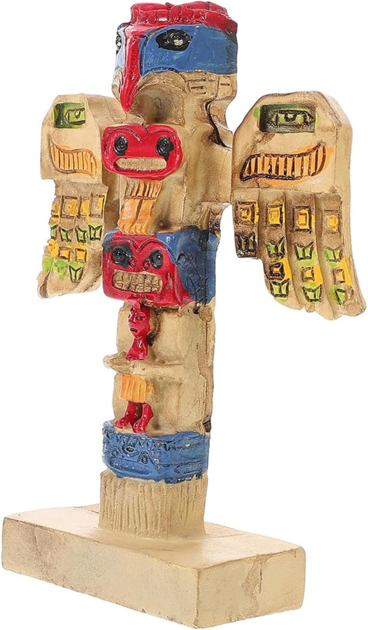 Handpainted Tribal Symbol Statue Resin Decor with Auspicious Design Unique Garden Ornament for Outdoor and Courtyard Artistic Retro Adornment Enhancing Garden Atmosphere
