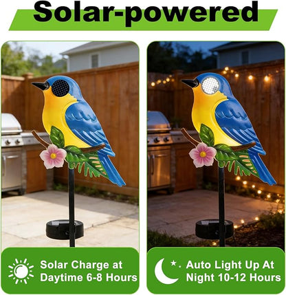 Rngmsi Garden Solar Lights Dynamic Eyes, Bird Solar Garden Lights Stake Outdoor Decorations, LED Lighting Blue Bird Decor Gifts for Patio Yard Pathway Lawn