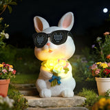 Solar Bunny Garden Outdoor Statues Decor, Rabbit with Flower and LED Lights Garden Decor for Home House, Yard Art Lawn, Ornaments, Porch Patio, Balcony - Birthday Gifts for Grandma Mom Women