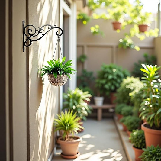 AIM & GGKK Metal Plant Hanger Hook – 2 Pack Hanging Plant Holder for Indoor & Outdoor Use,Wall Hangers Hooks for Hanging Baskets,Wall Mount Bracket for Flower Pots & Planters,Bird Feeders,Lanterns