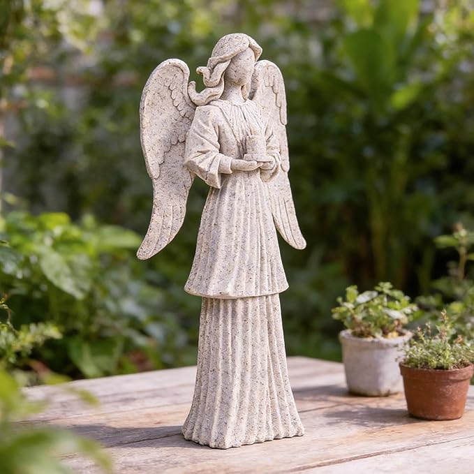 Outdoor Resin Angel Statue, Garden Decor Figurine, 9.06 Inches Tall Angel Garden Sculpture and Statuary, Angel Statue commemorating Spiritual Gifts