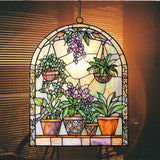 Garden Lovers Acrylic Suncatcher Stained Glass Effect Window Car Hanging Christmas Ornament Indoor Outdoor Decor Garden Sun Catcher Panel for Acrylic Suncatcher Lover for Women Mom Grandma