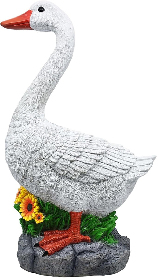 Joyful Porch Goose Statue Cygnus, Big Resin Garden Lawn Yard Décor, Sculpture, 20 inches High Figurine, Duck, Indoor and Outdoor, by GGTown TM