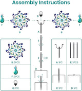 Peacock Wind Spinners Outdoor for Garden, Colorful Metal Kinetic Yard Art with Radial Motion, Decorative Outdoor Wind Sculpture for Lawn, Patio & Walkway