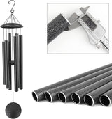 ASTARIN Wind Chimes Outdoor Deep Tone,45-Inch Memorial Wind Chimes Large with 6 Heavy Tubes,Unique Windchimes Outdoor for Garden Hanging Decor,Sympathy Gifts,Black Grey
