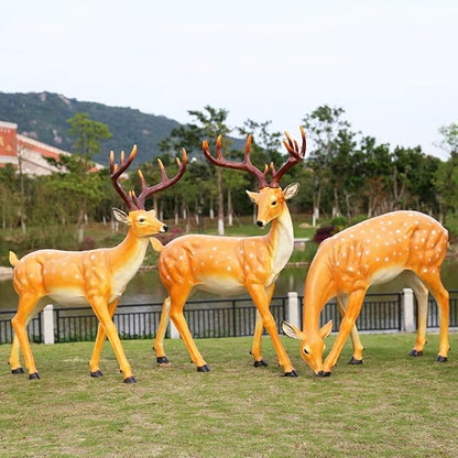 Large Outdoor Garden Animal Statues Park Sculpture Outdoor Statues Resin Sika Sculpture Simulated Floor Sika Deer Decoration Garden Landscape Decoration Garden Courtyard Animal Statue(62*27*82cm)