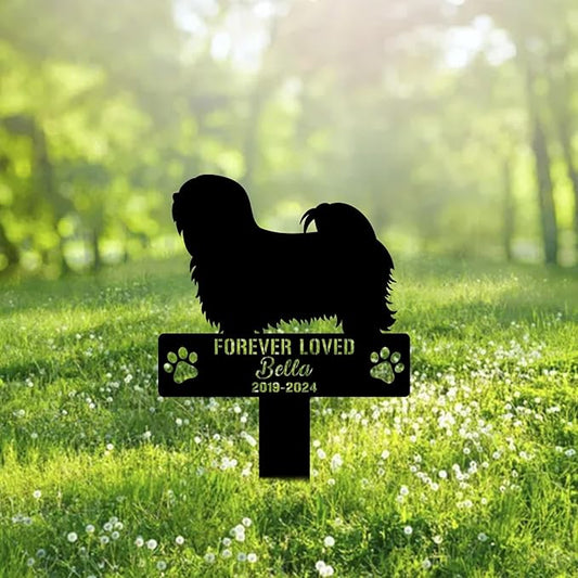 Custom Lhasa Apso Dog Metal Memorial Garden Stake Personalized Pet Grave Marker Name Sign Remembrance Stake Decor Sympathy Dog Loss,Outdoor Statues for Yard Garden Lawn Patio Pathway Grave.