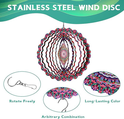 Stainless Steel Wind Spinner- 2Pcs 10 in Indoor Outdoor Garden Decoration, Unique Gift for Women, Men, Holidays (B)
