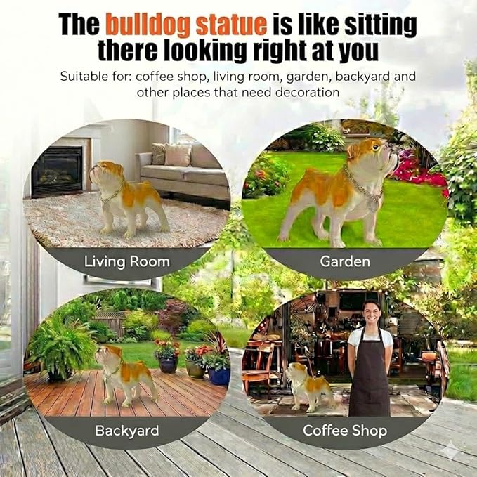 Adorable Standing English Bulldog Puppy Garden Statue, Cute Decorative Resin Figurine for Backyard, Porch, Lawn, Patio for Dog Lovers
