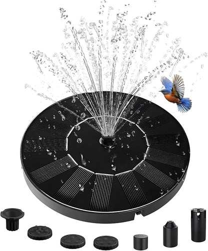 Solar Water Fountain for Bird Bath, 2026 Upgraded Solar Powered Fountain Pump with 6 Nozzle for Outdoor Garden, Pond, Pool, Birdbath