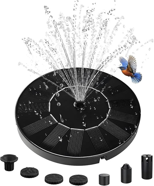 Solar Water Fountain for Bird Bath, 2026 Upgraded Solar Powered Fountain Pump with 6 Nozzle for Outdoor Garden, Pond, Pool, Birdbath