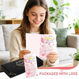 Sister Gifts Wind Chimes for Outside - Metal Windchime with Wooden Heart Pendant, Greeting Card & Black Gift Box - Birthday for Sister from Sister, Garden Patio Hanging Decor