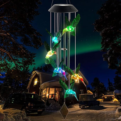 Hummingbird Solar Wind Chimes Outdoor, Father Gift, Birthday Gifts for Mother,Husband,Stepdad,Women,Grandma,Daughter,Aunt,Friend,Wife,Sister. dad and mom Gardening Gifts, Yard Decor
