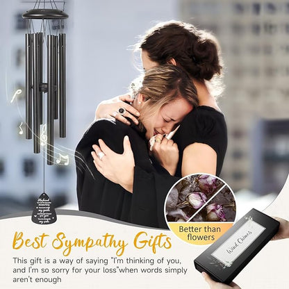 Memorial Gifts for Loss of Husband, 25''Memorial Wind Chimes for Loss of Husband, Condolence/Remembrance/Bereavement Gifts,Windchimes in Memory Sympathy Gift,Funeral Decor for Garden Outside,Black