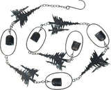 Things2Die4 70-Inch Metal Rain Chain with 5 Forest Tree Silhouettes & Zen Bells, Dark Verdigris Finish, 3.25-Inch Diameter, Decorative and Functional Downspout Alternative
