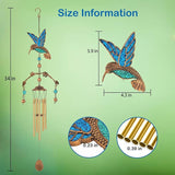 Wind Chimes - Blue Hummingbird Wind Chimes for Outside Deep Tone 34 inches 5 Aluminum Tubes, Birthday, Memorial, Hummingbird Gifts for Mom, Grandma, Decorations for Home, Garden, Patio, Backyard
