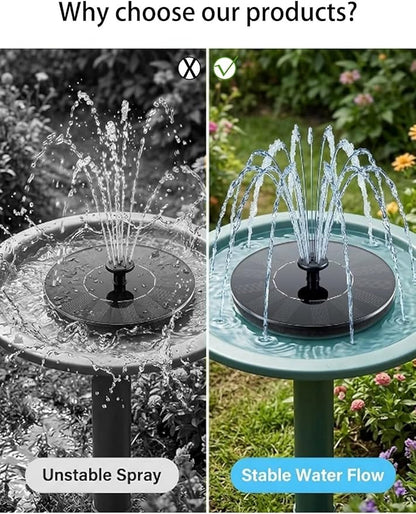 Solar Bath Fountain with 6 Nozzles 1.4w Upgraded Powered Floating Water Pump Free Standing Submersible for Bird Garden Pond Pool Lawn Fish Tank Outdoor Use
