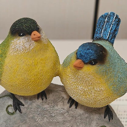 Bird Garden Statue, 6.31 Inch Lifelike Standing Bird with Hope Characters Stone, Small Resins Figurine for Home Table Outdoor Lawn Porch Patio Balcony Yard Decor (b)