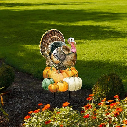 Briarwood Lane Turkey and Pumpkins Metal Art