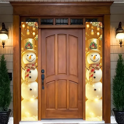 BlissYard Large Christmas Porch Banner Winter Snowman Banner 12x71 Inch Door Banners Decoration Winter Holiday Welcome Sign Front Door Porch Indoor Outdoor Festive Home Decor Hanging Vertical Flag