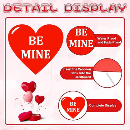 10-Piece Valentine Heart Yard Signs with Stakes Decorations – Assorted Red Heart Messages 12 Inches Large Outdoor Valentine Sweetheart Signs for Lawn, Garden, Driveway, and Romantic Party Décor