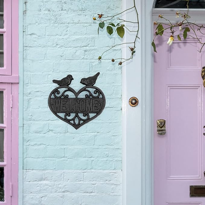 MOLIGOU Cast Iron Welcome Sign, Wall Mount Welcome Plaque, Bird Welcome Sign for Front Door, Porch, Entryway